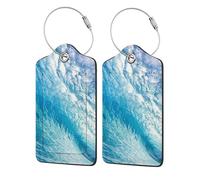 Ocean Printing Luggage Tags for Suitcases Pu Leather Luggage Tags Privacy Flip Cover, Stainless Steel Loop & Waterproof Address Card (1pack/2pack/4pack)