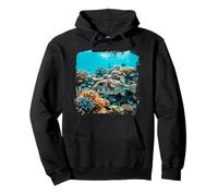 Ocean Puffer Fish Coral Reef Marine Life Scene Design Pullover Hoodie