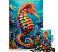 Ocean Rainbow Seahorse Jigsaw Puzzles 1000 Pieces for Adults Focus Brain Toy Home Leisure Tight Edge Santa Wish Gift (38x26cm)