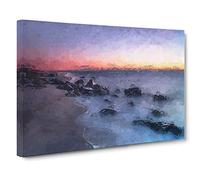Ocean Reaching the Beach at Sunset in Abstract Canvas Print for Living Room Bedroom Home Office Décor, Wall Art Picture Ready to Hang, 30 x 20 Inch (76 x 50 cm)