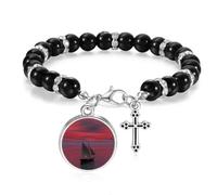 Ocean red Boat People Picture Beaded Bracelet Boho Jewelry
