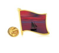ocean red boat people picture Golden Metal Flag Lapel Pin Badge