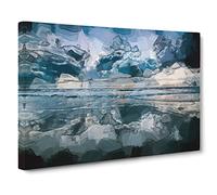 Ocean Reflections In Italy In Abstract Modern Art Canvas Wall Art Print Ready to Hang, Framed Picture for Living Room Bedroom Home Office Décor, 20x14 Inch (50x35 cm)