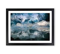Ocean Reflections In Italy In Abstract Modern Art Framed Wall Art Print, Ready to Hang Picture for Living Room Bedroom Home Office Décor, Black A2 (64 x 46 cm)