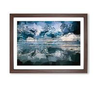 Ocean Reflections In Italy In Abstract Modern Art Framed Wall Art Print, Ready to Hang Picture for Living Room Bedroom Home Office Décor, Walnut A2 (64 x 46 cm)