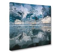 Ocean Reflections in Italy in Abstract Modern Canvas Wall Art Print Ready to Hang, Framed Picture for Living Room Bedroom Home Office Décor, 20x20 Inch (50x50 cm)