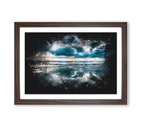 Ocean Reflections in Italy Paint Splash Framed Print | A2 Walnut Framed Wall Art | Ready to Hang | Modern Nautical Picture | Living Room Bedroom Lounge Office
