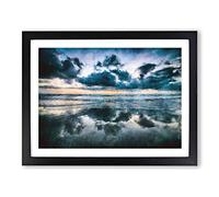 Ocean Reflections In Italy Painting Modern Art Framed Print | A4 Black Framed Wall Art | Ready to Hang | Modern Nautical Picture | Living Room Bedroom Lounge Office
