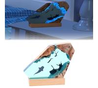 Ocean Resin Night Light,Handmade Bedside Wooden Table Resin Lamp,Shark Diver Ocean Night Light,Deep Sea Diver Night Light,Bedroom Decorative Night Light
