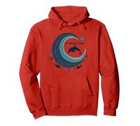 Ocean Rhythm Dolphin Wave Art Marine Life Beach Decor Pullover Hoodie, Adult Unisex, Red, XL