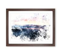 Ocean Ripples Watercolour Modern Framed Print | A2 Walnut Framed Wall Art | Ready to Hang | Modern Nautical Picture | Living Room Bedroom Lounge Office