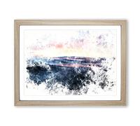 Ocean Ripples Watercolour Modern Framed Print | A3 Oak Framed Wall Art | Ready to Hang | Modern Nautical Picture | Living Room Bedroom Lounge Office