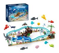 Ocean Roller Coaster Set Building Toy Explorer Ship, Deep Sea Boat Creatures, Sea Animal Toys Gifts for 6 7 8 9 10 11 12+ Year Old Girls Boys With Transforms from Shark,Dolphin, Turtle,Fish