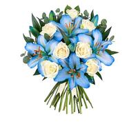 Ocean Rose and Lily - Fresh Cut Flowers - White Roses for Birthday, Anniversary, Get Well, Thank You, Sympathy, Wedding, Celebration - Floral Arrangement for Home Décor, Gift (Large)