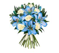 Ocean Rose and Lily - Medium Size - Fresh Flower Bouquet | Birthdays, Anniversaries, Thank You Gifts, Thinking of You, Delivered in Bud and Blooms in 48-72 Hours