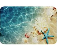 Ocean Rug Beach Bath Rugs Coastal Nature Theme Pattern Teal Door Mat Boys Girls Hawaiian Bath Mat Carpet Sea Wave Animals Starfish Plush Shaggy Door Rug Blue Room Decor Floor Non Slip_16 x 24 Inches
