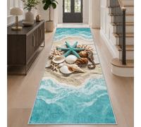 Ocean Runner Rugs for Hallway 80x300, Beach Coastal Hall Runner | Starfish Seashell Carpet Runners for Living Room Entryway Bedroom Bedside, Low Pile Non-Slip Washable Kitchen Runner Rugs m43