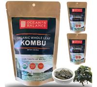 Ocean’s Balance Organic Whole Leaf Kombu - Maine Coast Seaweed - Atlantic Ocean Sea Vegetables, Perfect for Keto Diet, Paleo Diet, Vegetarian Lifestyle or Vegan Diet - Gluten Free - 1oz Bag x 3 Bags