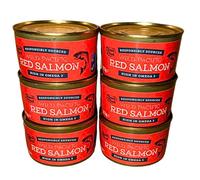 Ocean’s Fresh Wild Pacific Red Salmon 6 Pack - 6 x 213g - Tinned Salmon - High Protein Ready to Eat - Includes Gifty Goodness Shopping List