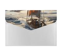 Ocean Sailboat File Folder, Plastic Accordion File Folders with 6 Pockets, Expanding File Organizer with Snap Closure, Portable Document Paper Organizer, Office Supplies Filing Folders