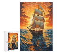 Ocean Sailboat Gradient Sunset Jigsaw Puzzle for Adults and Kids Challenging Puzzle Perfect for Game Nights Jigsaw Puzzle 1000 Piece Puzzle Gift for Family Wedding Graduation Friends