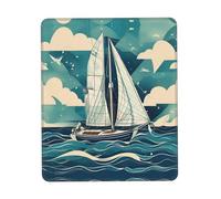 Ocean Sailboat Print Large Mouse Pad, Washable Mouse Pad Cloth for Laptop or Desktop Computer