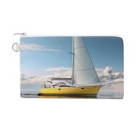 Ocean Sailing in A Yacht Coin Purse Fashion Canvas Pouch Portable Wallet Makeup Bag for Men Women
