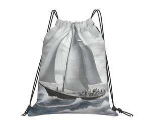 Ocean Sailing Unisex String Backpack Large Swimming Bags Foldable Pe Bag For Climbing Holidays Yoga