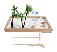 Ocean Sand Tray Decoration, Desktop Sandbox Ornament with Miniature Beach Accessories, DIY Micro Landscape Crafts for Home Office Decor, Includes Conch Sea Turtle Umbrella and Recl
