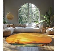 Ocean Scenes Round Carpet American Ships off the Rock of Gibraltar by Ivan Aivazovsky Circle Rugs for Bedroom Home Office Decor 61cm（Round）