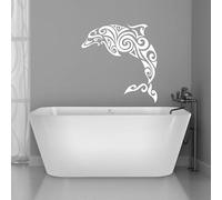 Ocean Sea Animal Beautiful Dolphin Wall Sticker Vinyl Home Decoration Bathroom Washroom Decals Removable Waterproof Murals 57x59cm