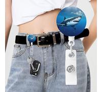 Ocean Sea Animal Shark Badge Reels Retractable with Clip and Keychain Funny Cute Badge Clips Id Card Badge Holder for Office Worker Doctor Nurse
