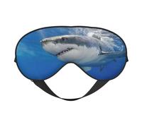 Ocean Sea Animal Shark Double-Sided Silk Sleep Mask, Adjustable Light Blocking Eye Mask for Travel, Men & Women, Soft Comfortable Blindfold 20x10cm