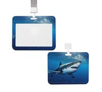 Ocean Sea Animal Shark Id Badge Holder with Lanyard Waterproof Key Card Holder Case Id Card Protector with Clear Id Window Name Tags for Women Men Work Office Doctor Nurse