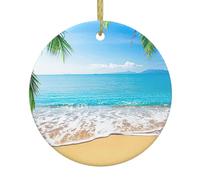 Ocean Sea Beach Palm Leaves Christmas Ornaments, Hanging Festive Decorative Ornament, Perfect for Holiday and Gift