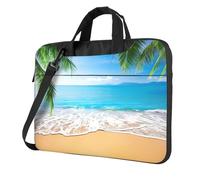 Ocean Sea Beach Palm Leaves Printed Laptop Case, Waterproof Laptop Sleeve, Funny Laptop Carrying Case,14In
