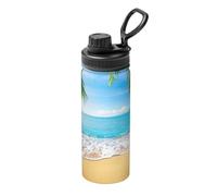 Ocean Sea Beach Palm Leaves Printing 18oz Sports Insulated Kettle Drinking Cup Stainless Steel Portable Cup for Gym