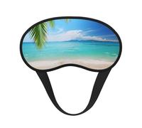 Ocean Sea Beach Palm Leaves Sleep Mask for Women Men Eye Mask for Sleeping Light Blocking Sleeping Mask with Elastic Strap Blindfold for Flight Nap Soft Breathable Travel Eye Cover for Side Sleeper