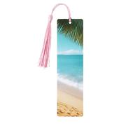 Ocean Sea Beach Palm Leaves Wooden Bookmark 5pcs for Book Lovers,DIY Wood Craft Bookmarks with Colorful Tassels Wooden Gift Tags Labels Ornaments Unusual Gift for Men Women