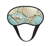 Ocean Sea Beach Seashells Starfish Blue Polyester Sleep Mask,Light Blocking Sleep Eye Mask,Night Sleeping Mask, Eye Blinder