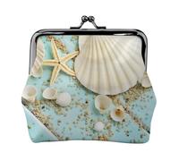 Ocean Sea Beach Seashells Starfish Blue Printing Lightweight Coin Purse, Minimalist Wallet for Coffee Runs and Local Outings