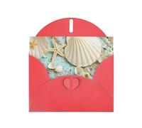 Ocean Sea Beach Seashells Starfish Blue Red prints Greeting Cards 6x4-inch with Envelope | Perfect for writing greetings and thank-you notes