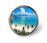 Ocean Sea Beach Seashore Button Pin Personalized Metal Lapel Pins Badges Classic Round Brooch Pin Novelty Unique Enamel Pins Cute Funny Pinback Button Badge for Jackets Backpacks Bags Coat