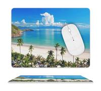 Ocean Sea Beach Seashore Leather Mouse Pad Waterproof Computer Mouse Mat Non-Slip Gaming Mousepad Cute Square Mouse Pad for Computers Laptop Gaming Office Home 8" X 10