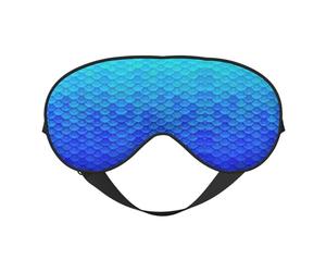Ocean Sea Blue Mermaid Fish Scale Night Mask Soft Reversible Eye Cover Adjustable Strap Light Blocking Comfortable Rest