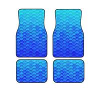 Ocean Sea Blue Mermaid Fish Scale Print Vehicle Foot Mat Set 4 Pieces Floor Mats Waterproof Anti-Slip Cars Trucks SUV Vans