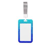 Ocean Sea Blue Mermaid Fish Scale Printed Card Badge Holder with Neck Strap, Vertical Cards Holder Anti-Scratch and Easy-Scan, for Office, School
