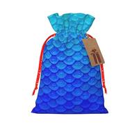 Ocean Sea Blue Mermaid Fish Scale Printed Drawstring Gift Bags,Various Sizes, Bulk Plastic Packaging Bags