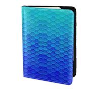 Ocean Sea Blue Mermaid Fish Scale Printing Cowhide Passport Holder,Passport Cover,Travel Card Cover Case For Men Women,Documents Protector, Black, One Size