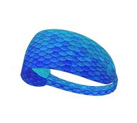 Ocean Sea Blue Mermaid Fish Scale Printing One-Pack Comfortable Elastic Exercise Headband Athletic Band 4.3 * 13.4in Soft And Breathable